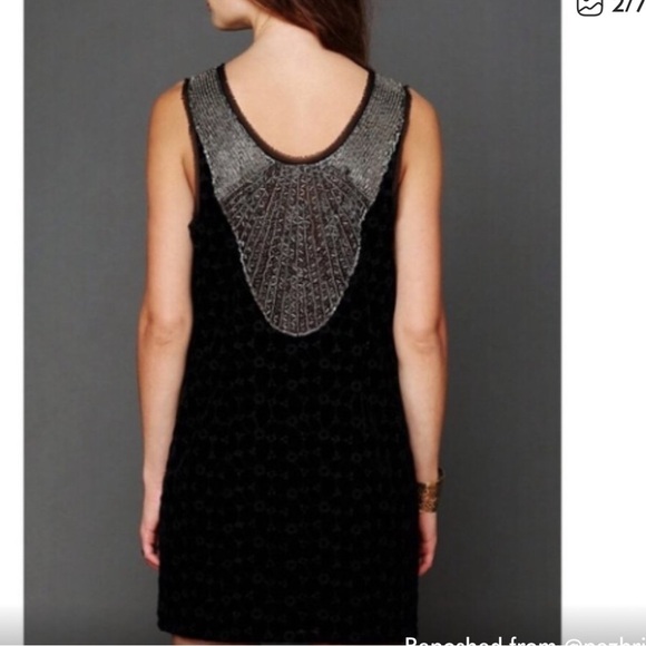Free People black velvet beaded dress size 4 - Picture 2 of 6